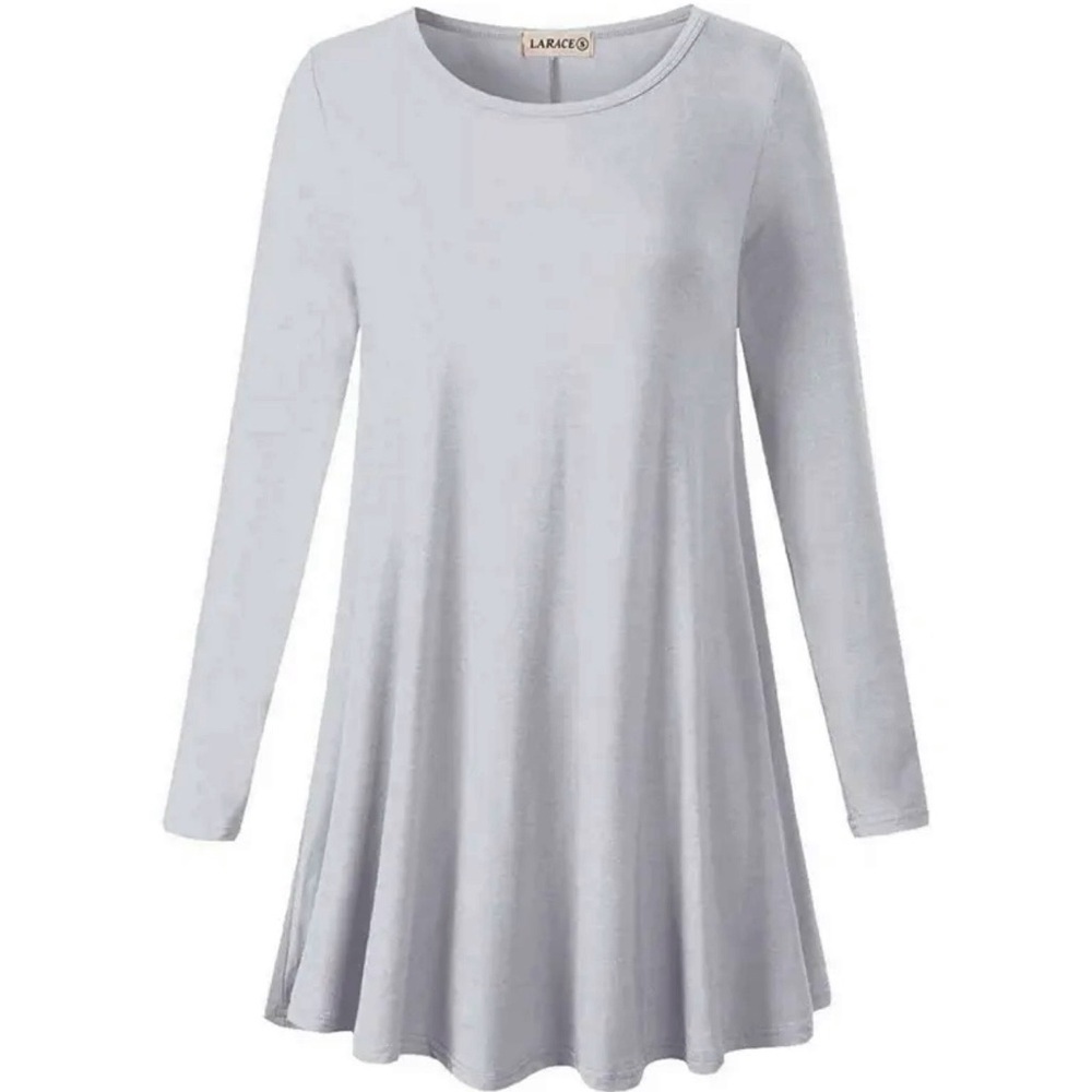 NWT LARACE 3/4 Sleeve Shirts for Women Plus Size Tunic Top Loose Fit Flare, gray